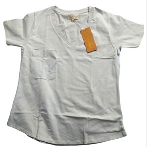 NIYAMA SOL V-Neck Short Sleeve Light Gray Top SZ Medium